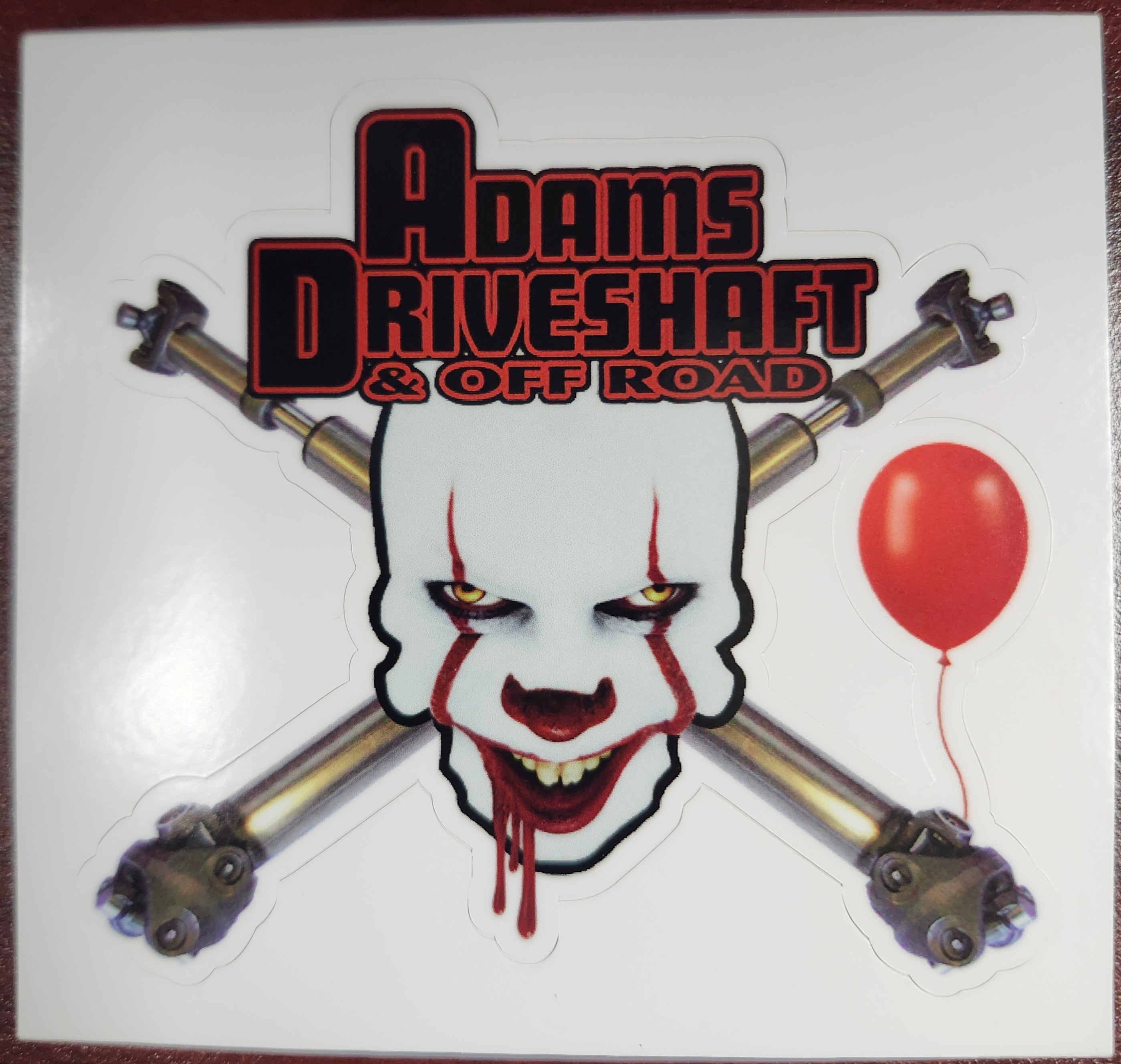 Adams Driveshaft Clown Skully - White Outline - LIMITED EDITION STICKER